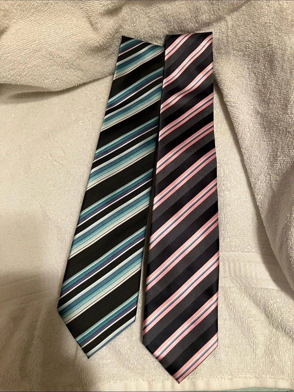 Alexander Julian Black Tie Set with Blue/Teal and Pink Stripes